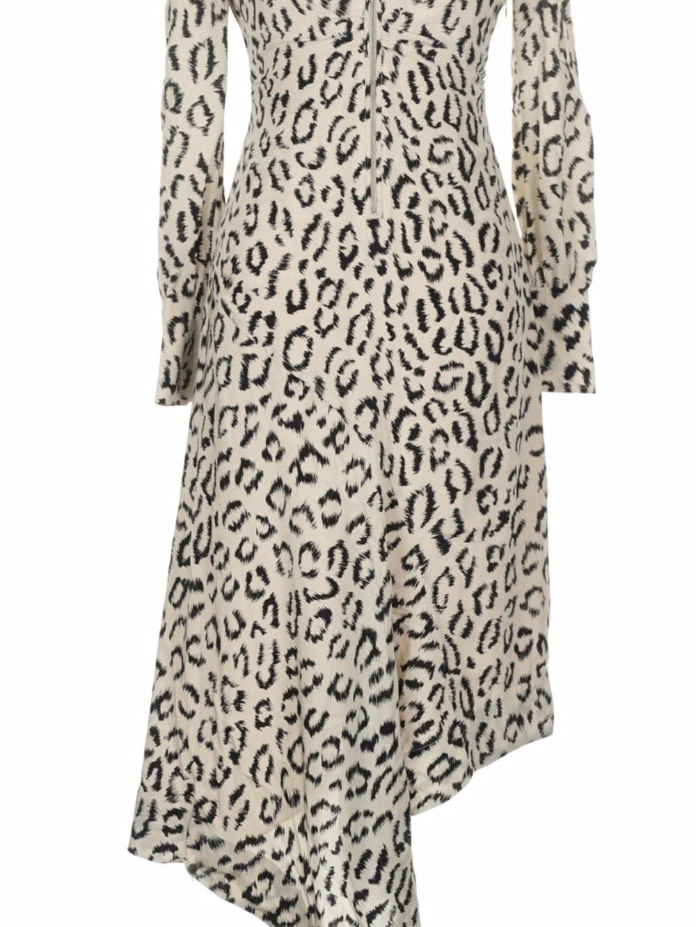 A.L.C. Cream and Black Leopard-Print Asymmetrical Dress
